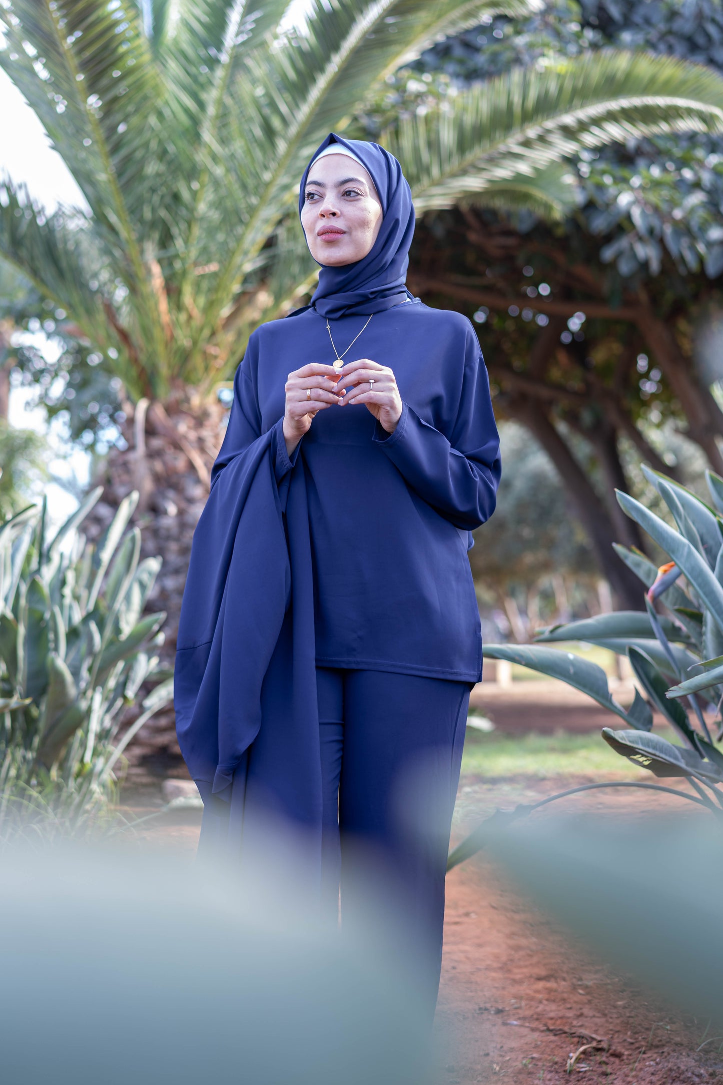 Elegant Modest Abaya Set - Blue