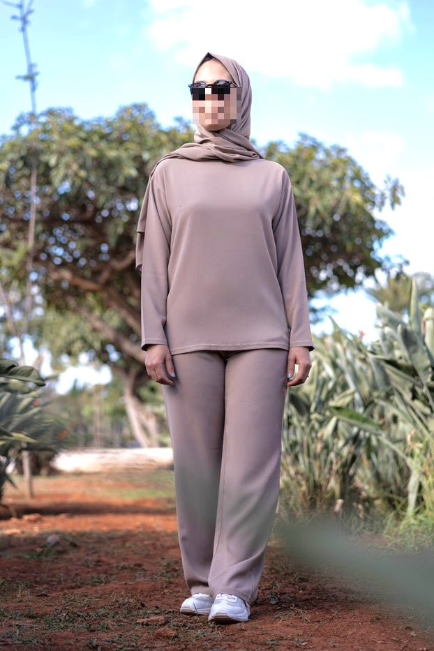 Elegant Modest Abaya Set - Beige