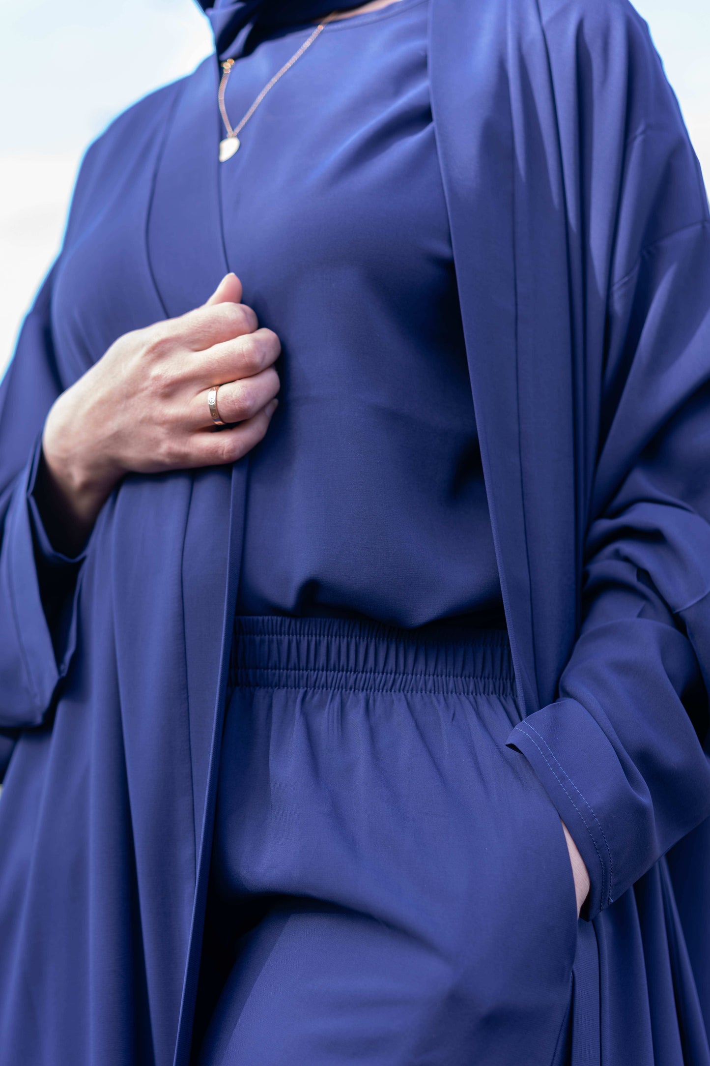 Elegant Modest Abaya Set - Blue